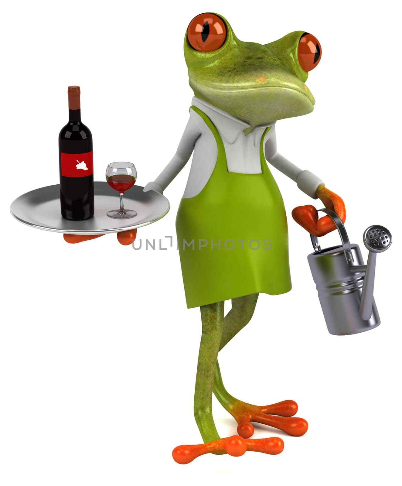 Fun frog gardener - 3D Illustration
