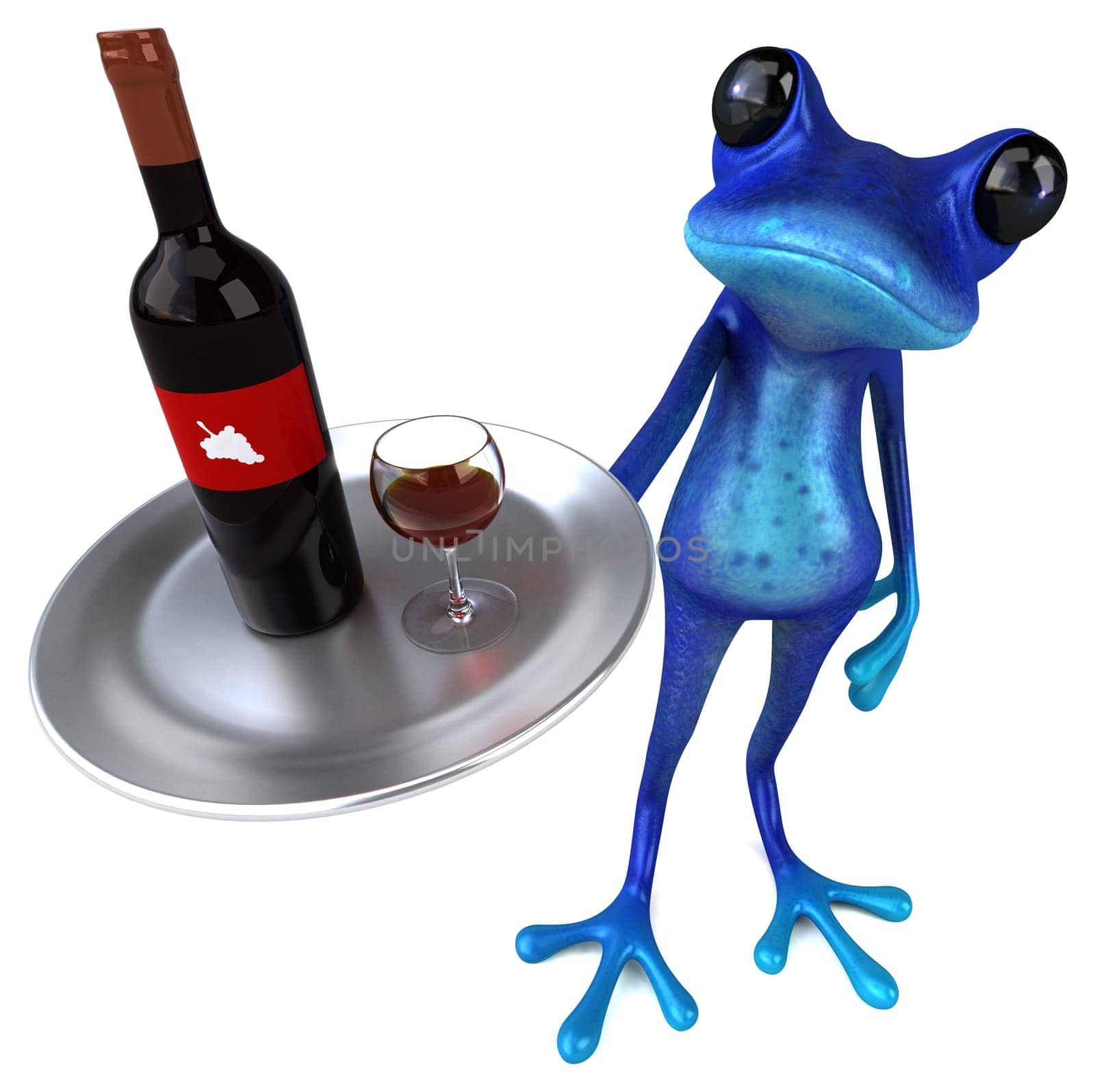 Fun blue frog - 3D Illustration