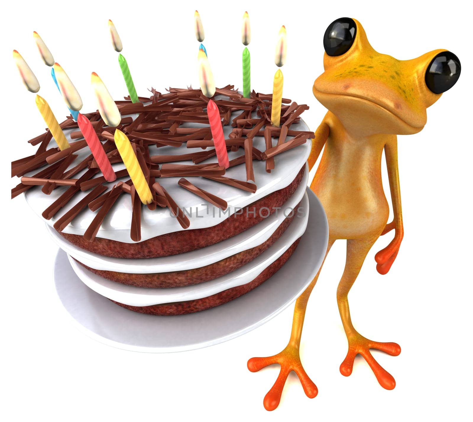 Fun yellow frog - 3D Illustration