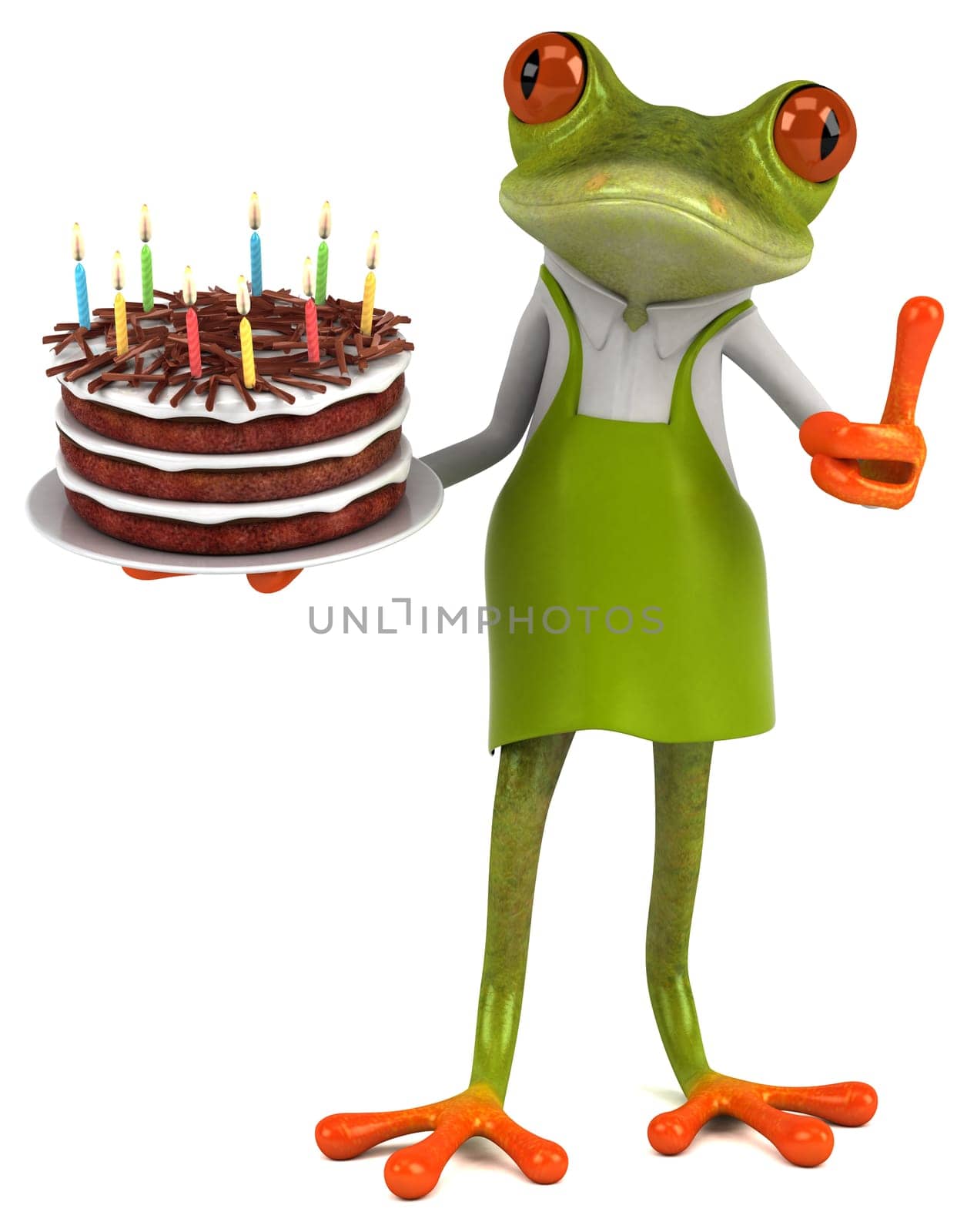 Fun frog gardener - 3D Illustration