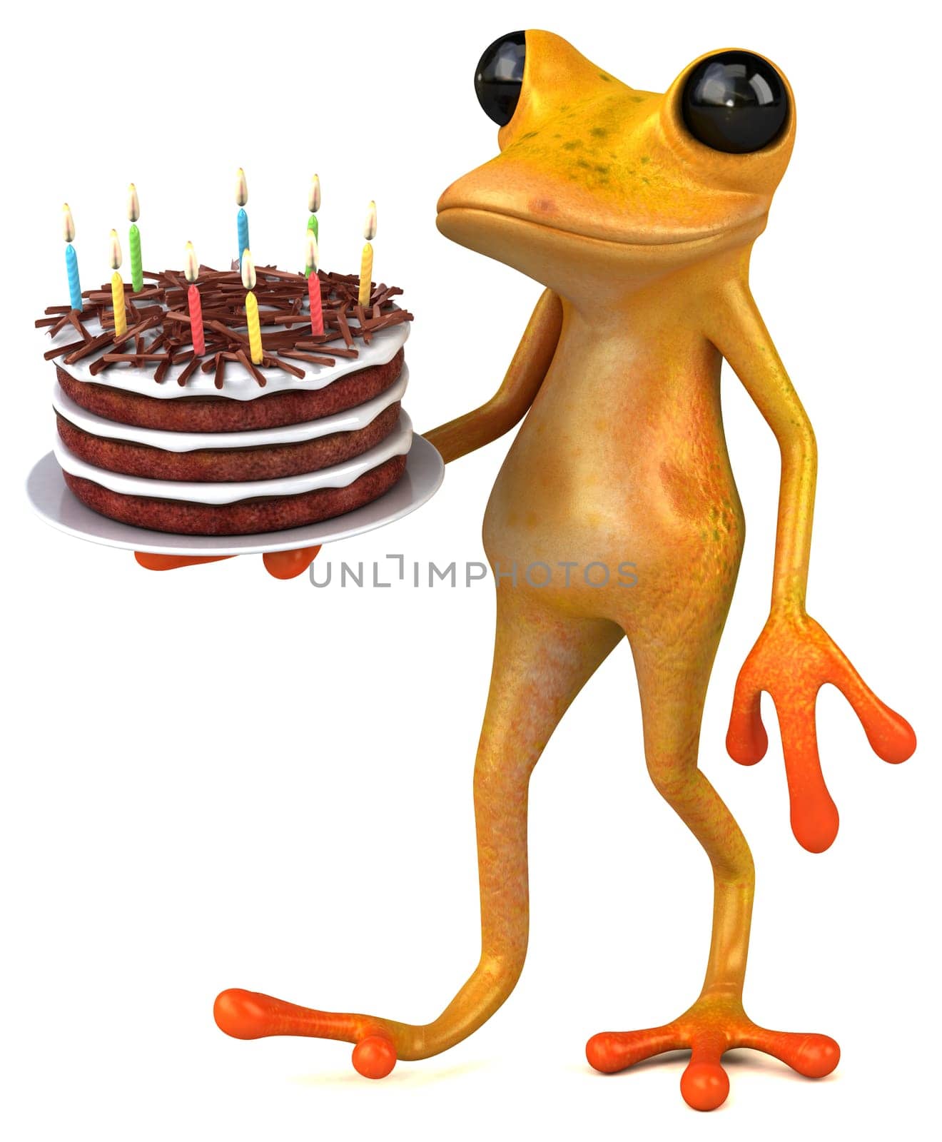 Fun yellow frog - 3D Illustration