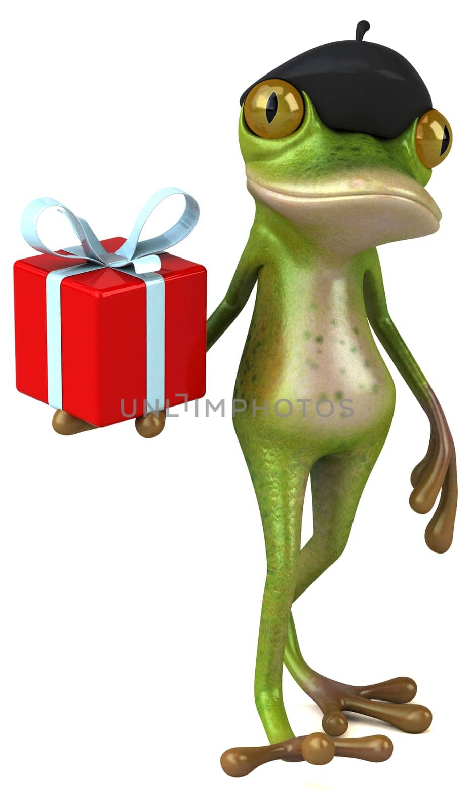 Fun french frog - 3D Illustration
