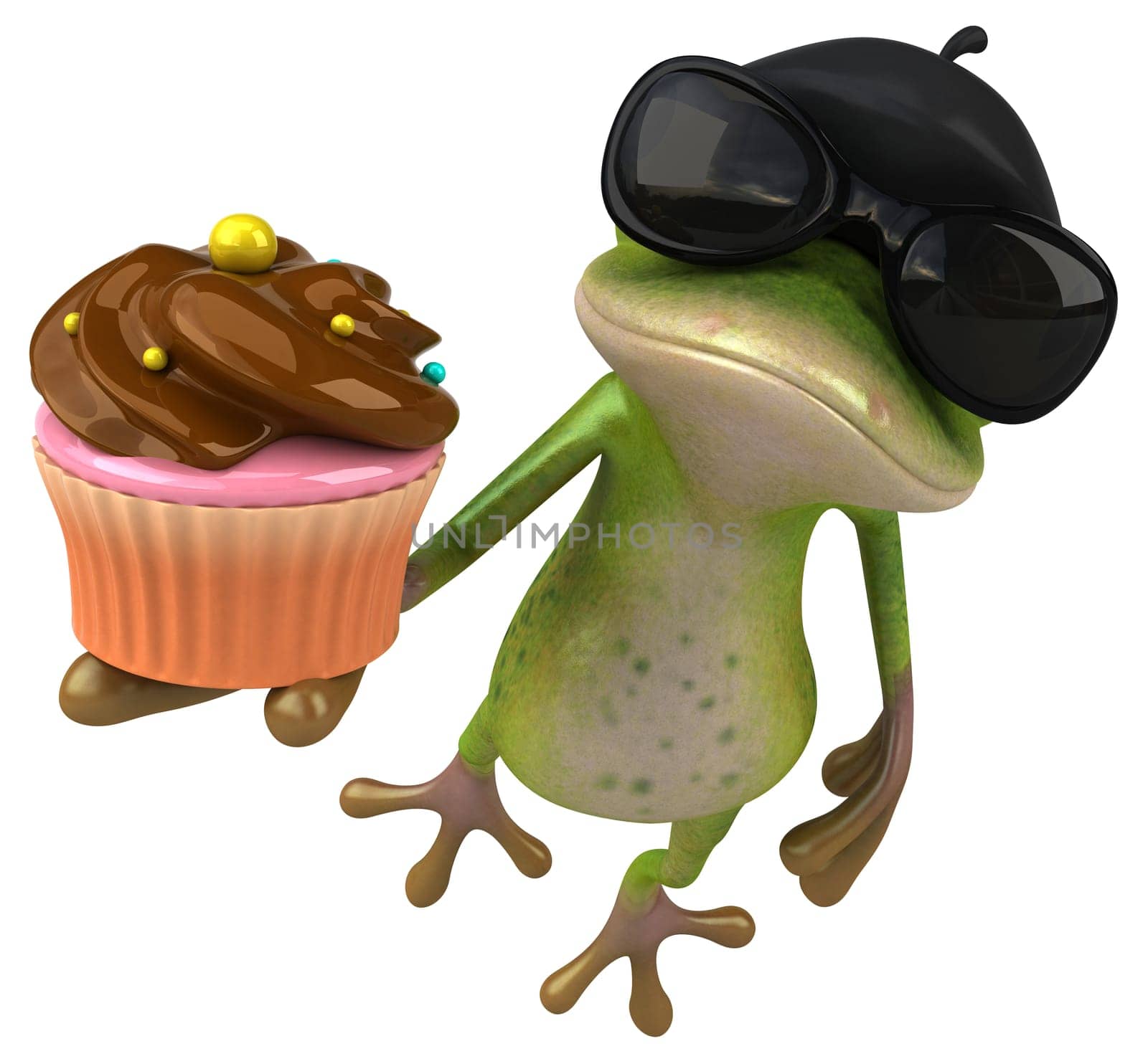 Fun french frog - 3D Illustration