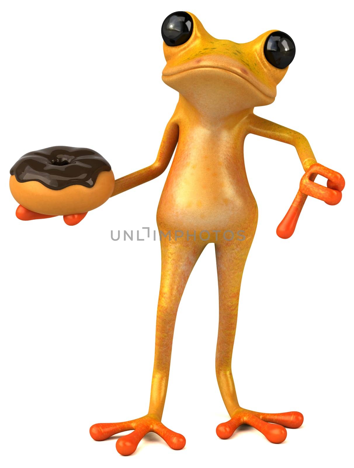 Fun yellow frog - 3D Illustration