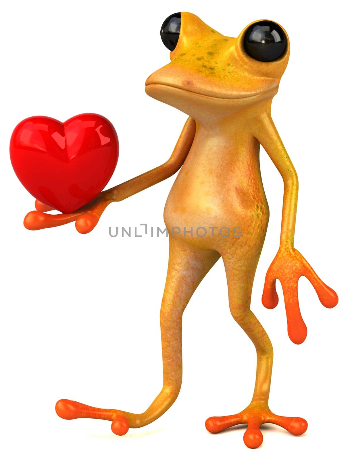 Fun yellow frog - 3D Illustration