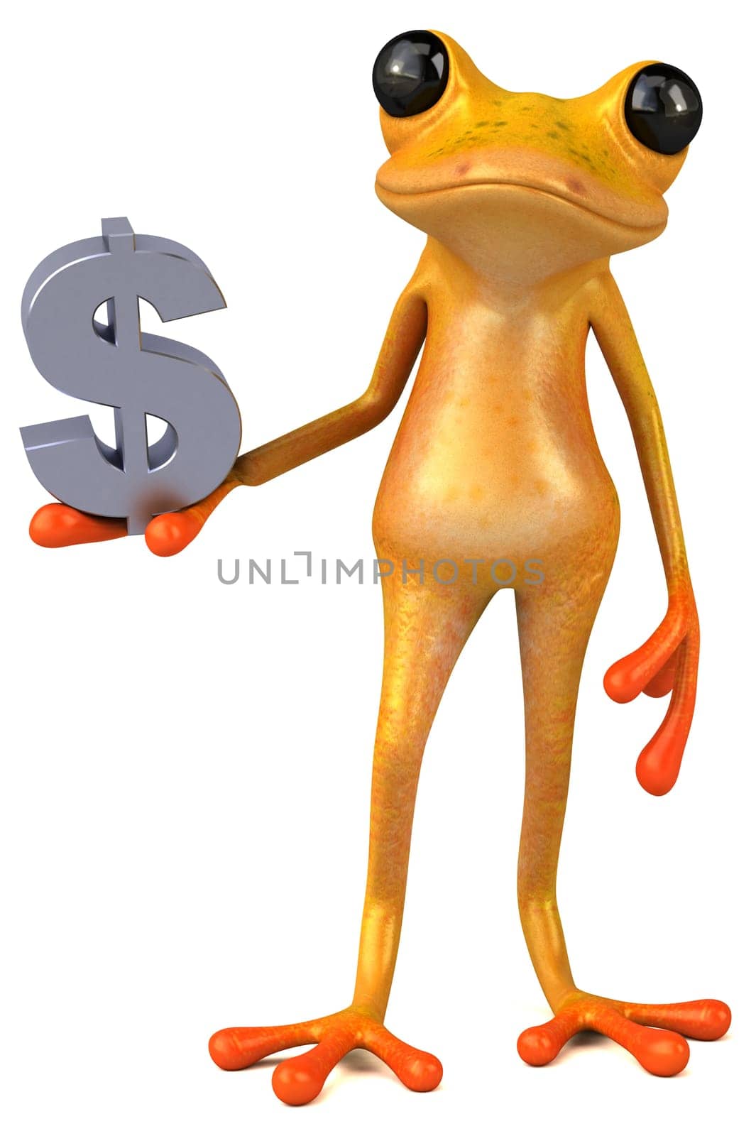 Fun yellow frog - 3D Illustration