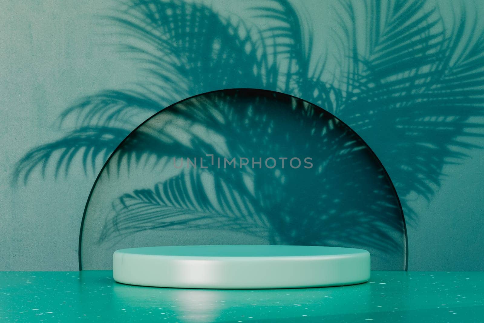 Tropical podium pedestal product mockup display, 3d illustration
