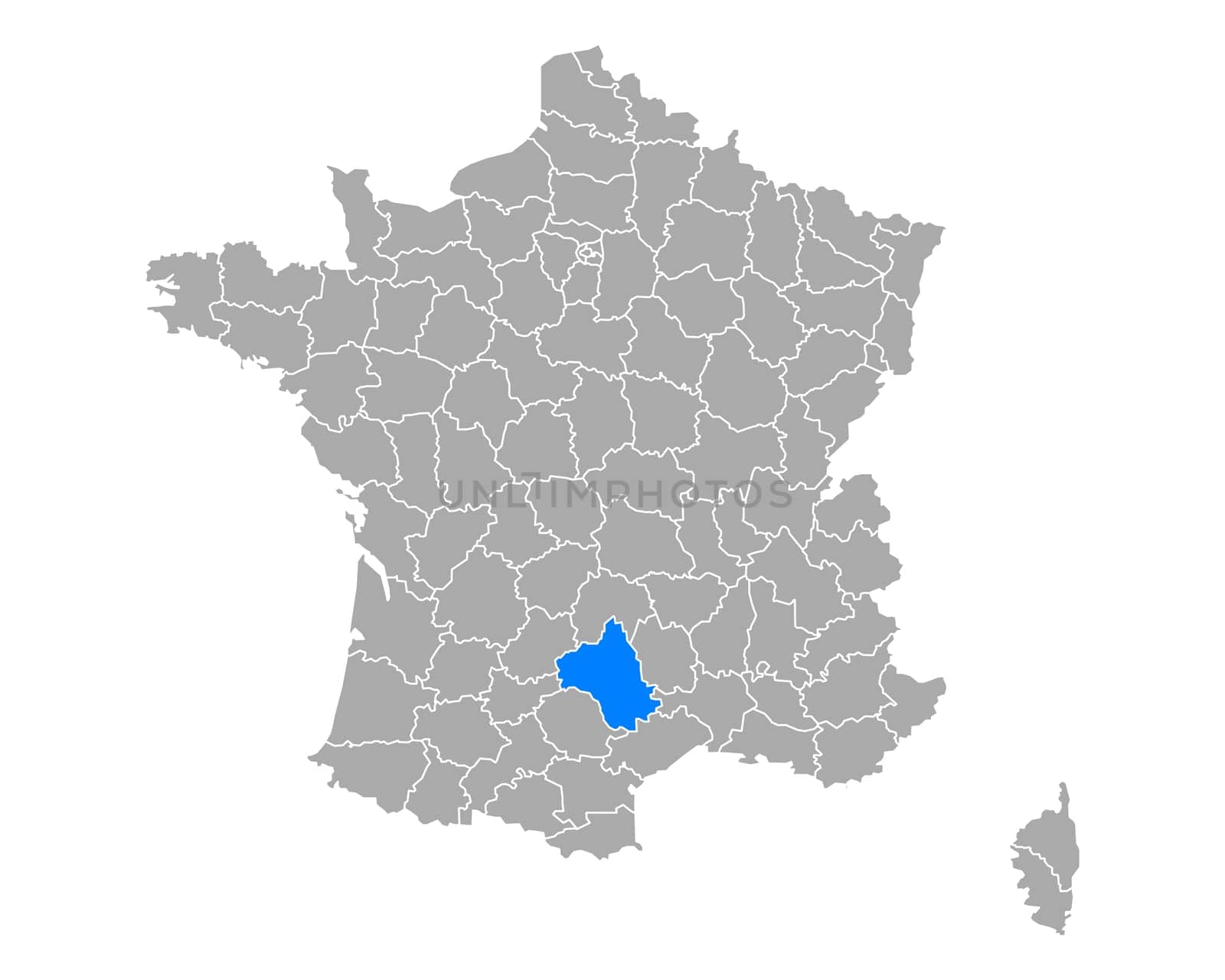Map of Aveyron in France