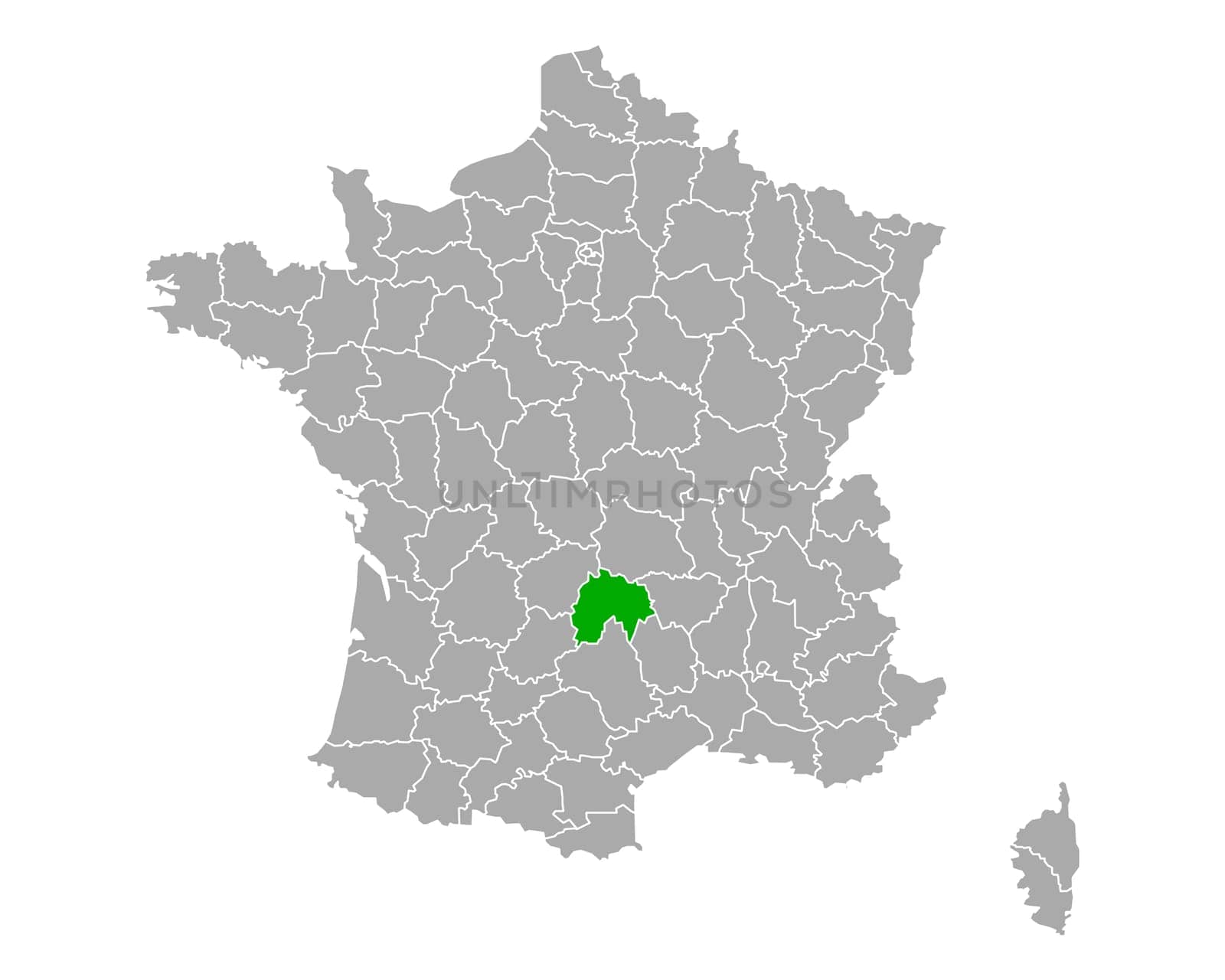 Map of Cantal in France