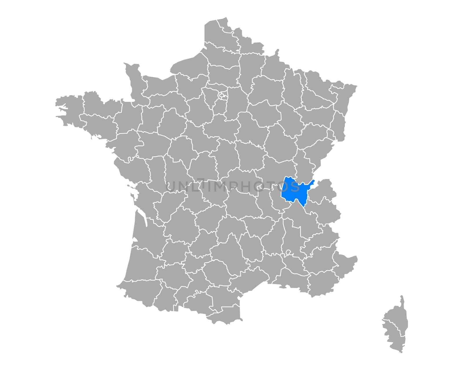 Map of Ain in France