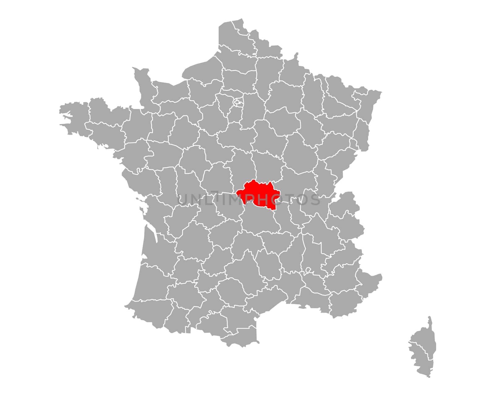 Map of Allier in France