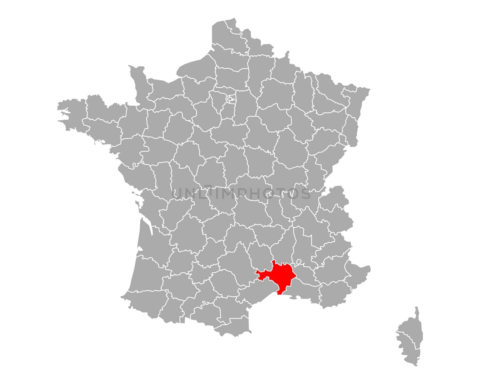 Map of Gard in France
