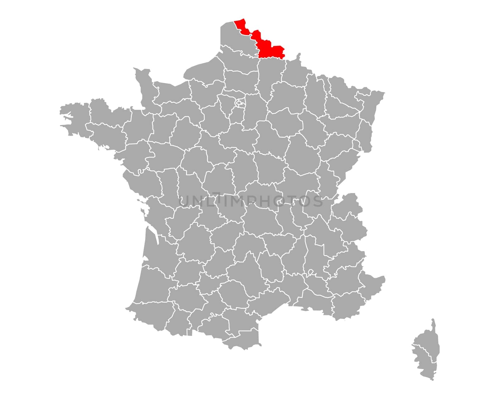 Map of Nord in France