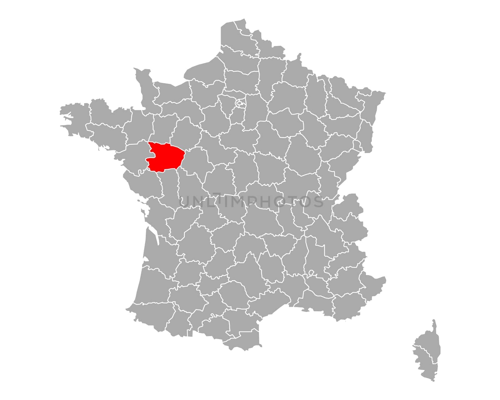 Map of Maine-et-Loire in France