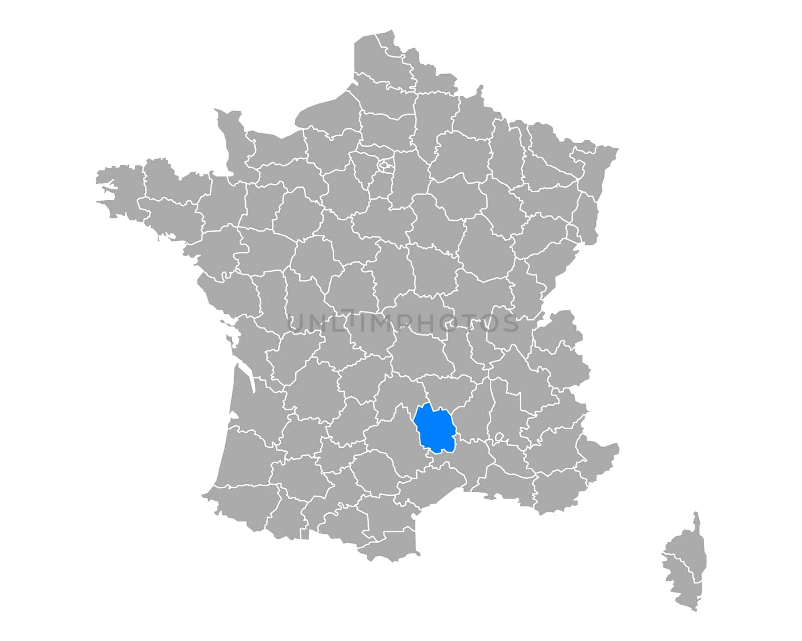Map of Lozere in France