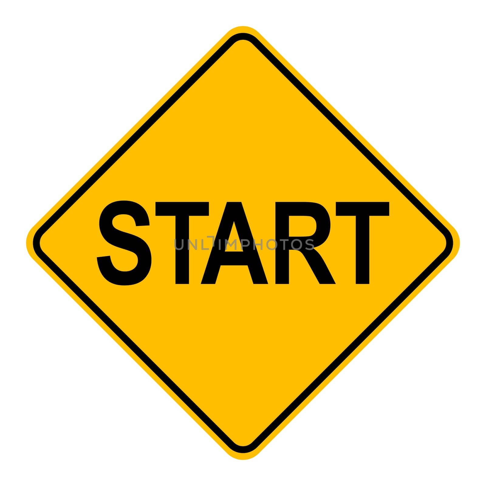Start and road sign