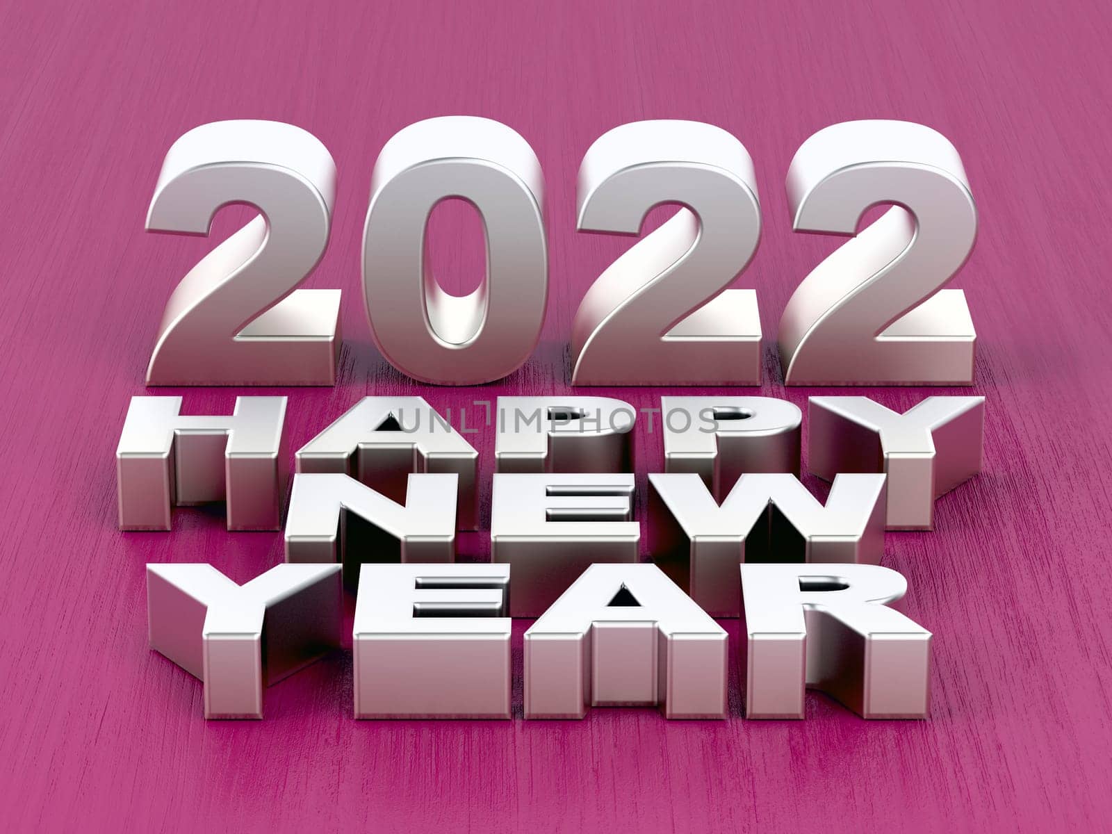 Happy New Year 2022 message on pink background, 3D illustration