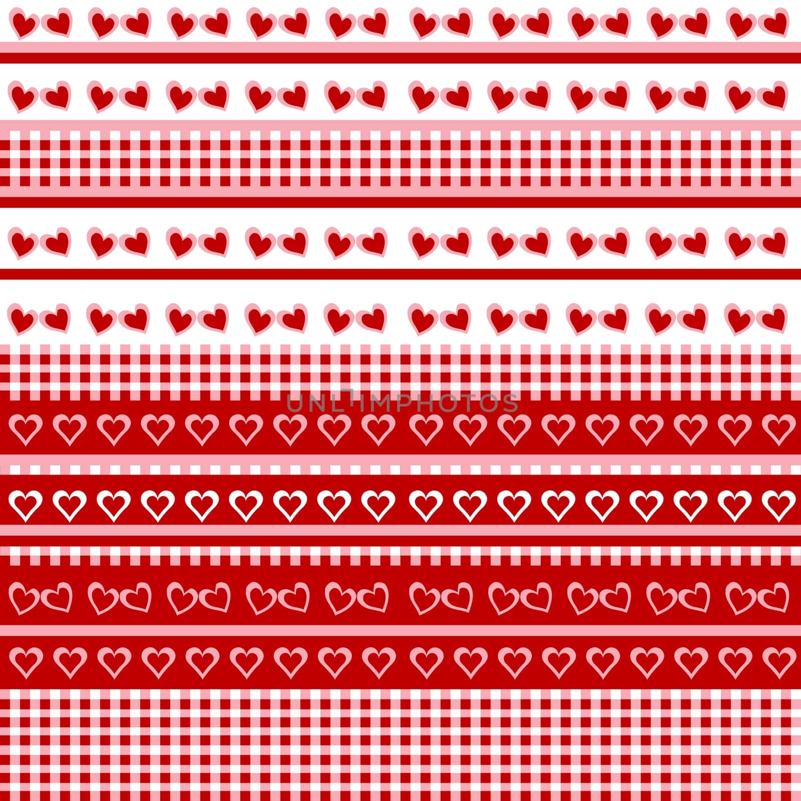 Seamless background with hearts and tablecloth