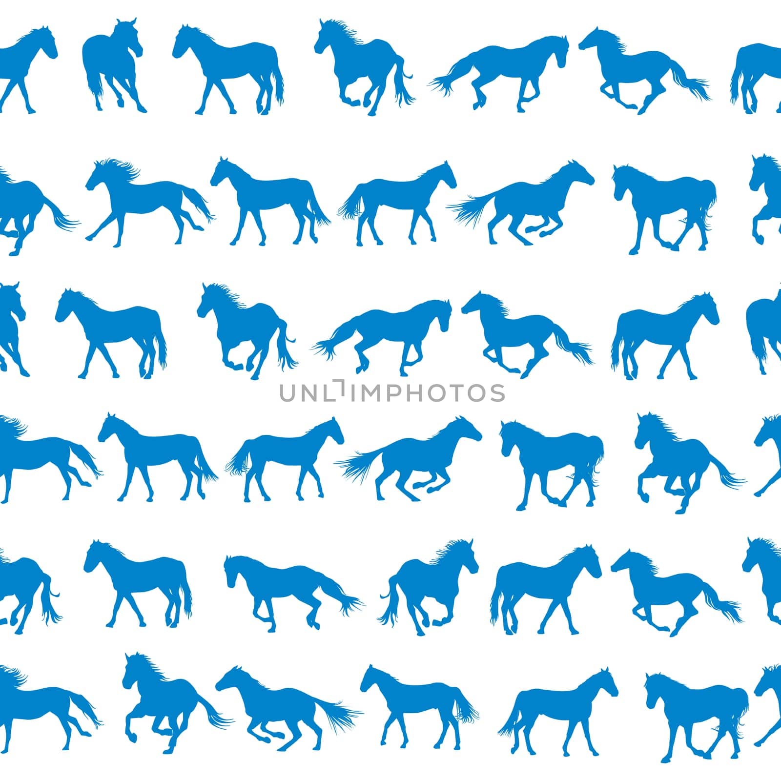 Seamless pattern with silhouettes of horses