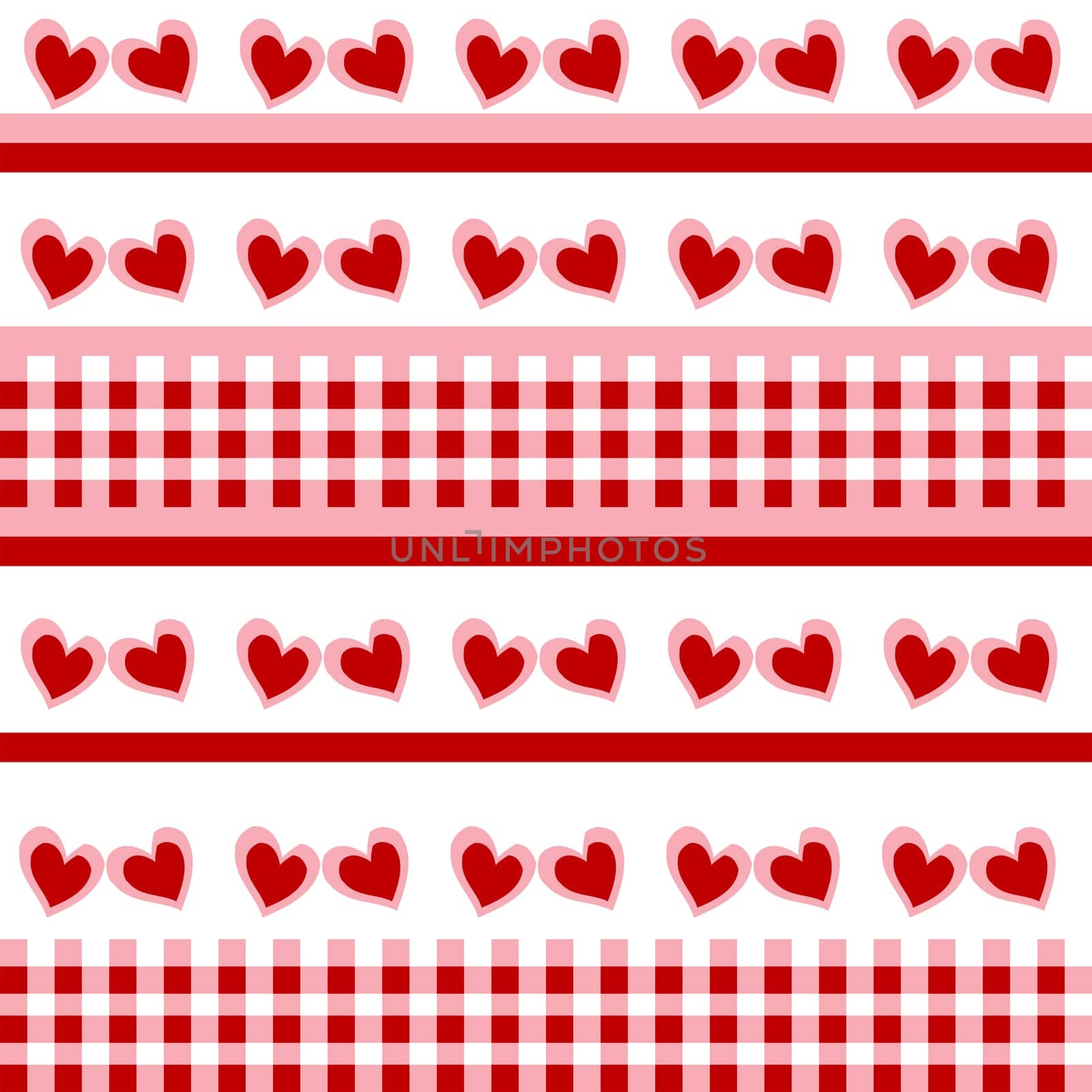 Seamless pattern with red doodle hearts