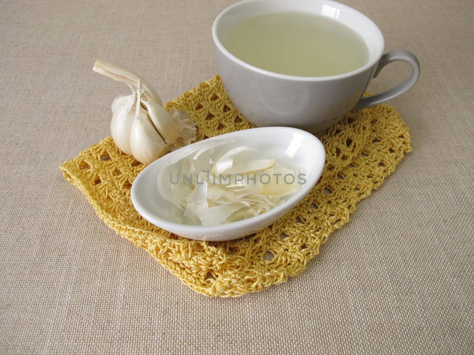 A cup of healthy garlic peel tea