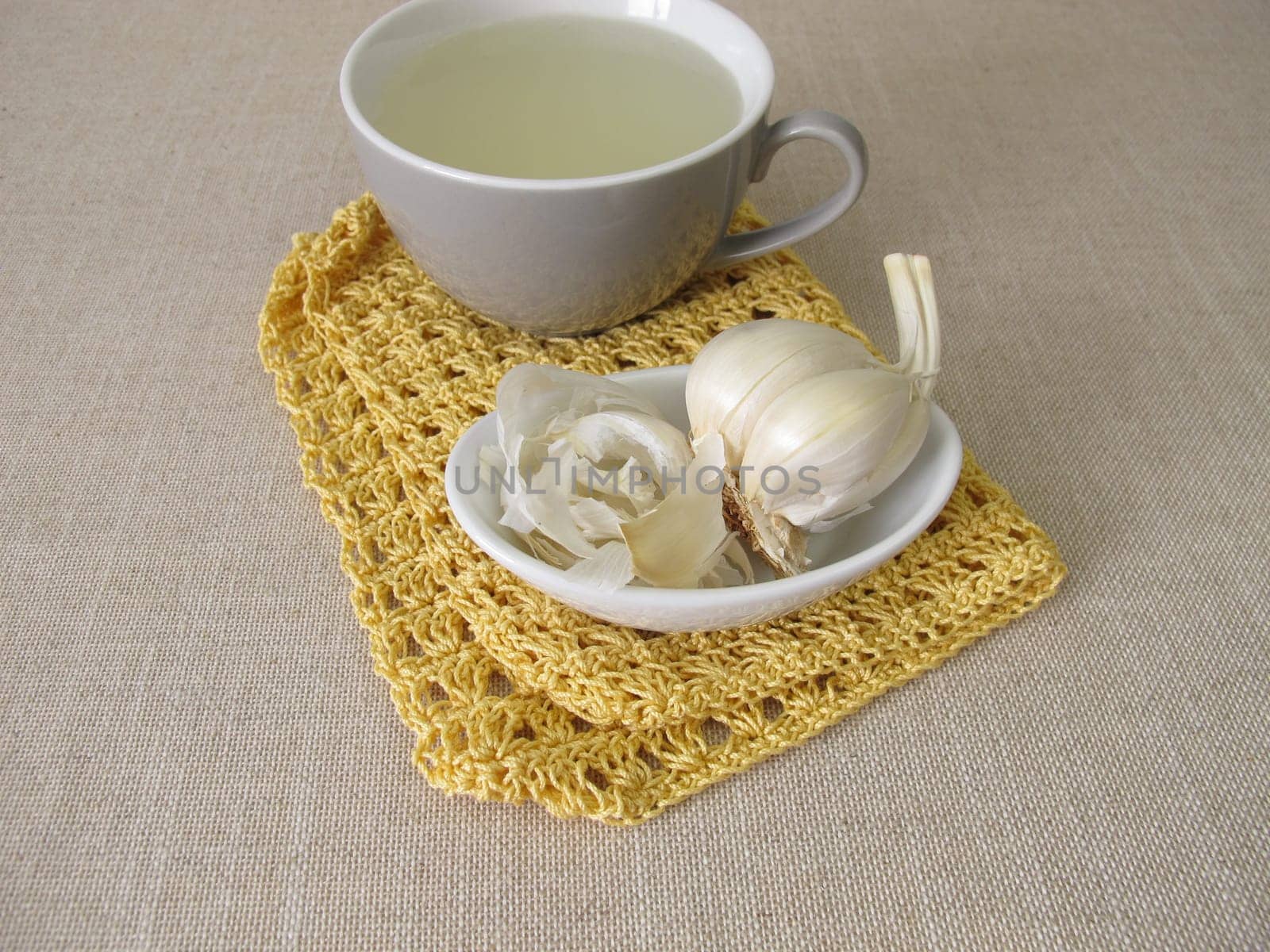 A cup of healthy garlic peel tea