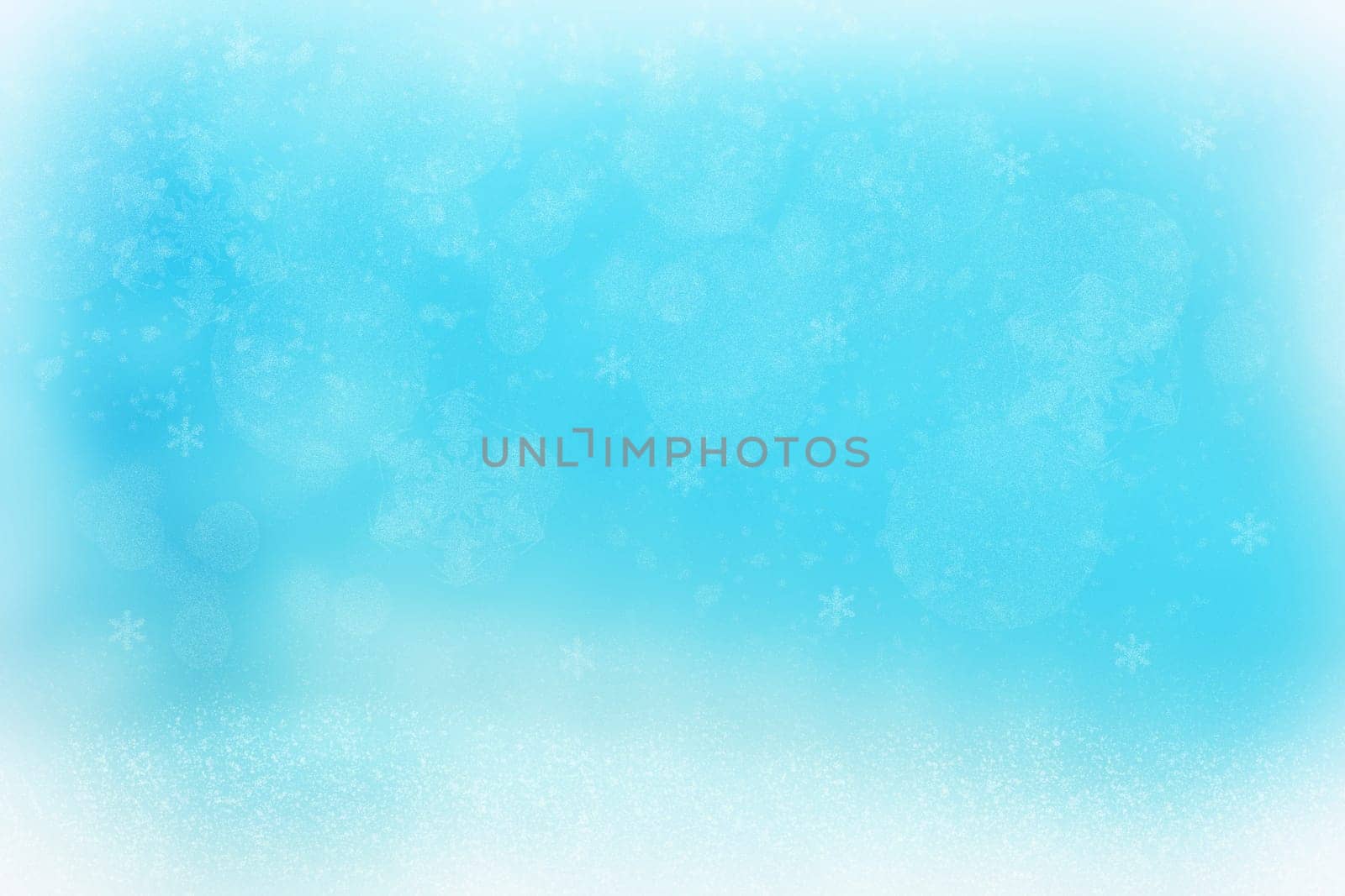 Abstract blurred festive delicate winter christmas or Happy New Year background texture with shiny light blue and bright bokeh lighted stars and snowflakes. Card concept.
