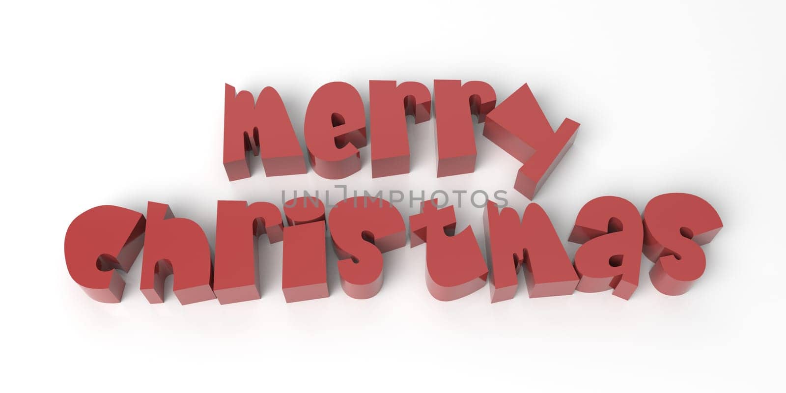 Render of the words Merry Christmas on a plain background with snowflakes