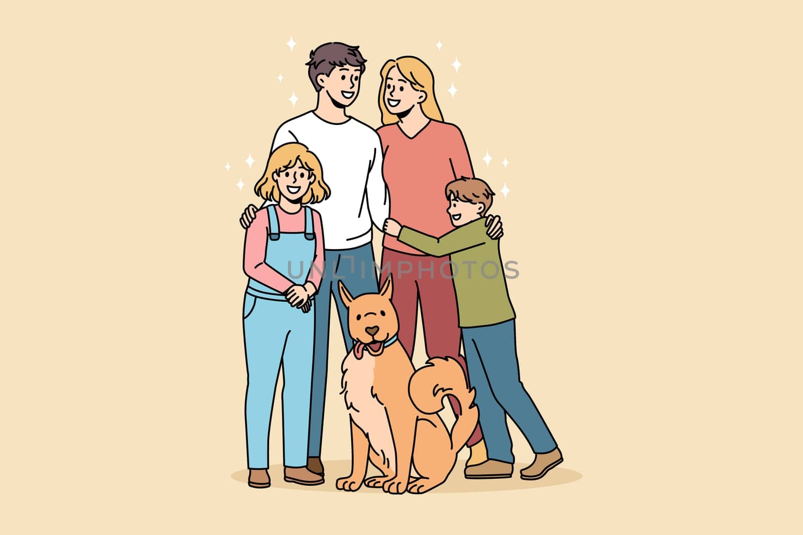Happy family and pets concept. by VECTORIUM
