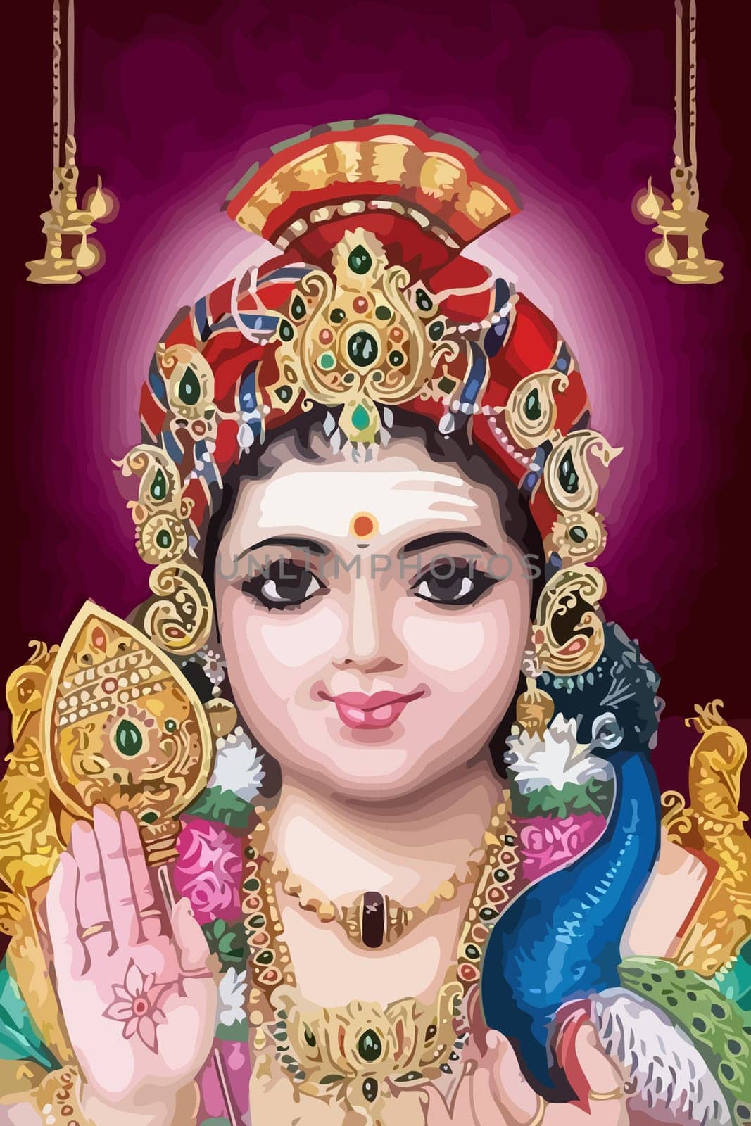 muruga homan festival music flute hinduism culture mythology illustration