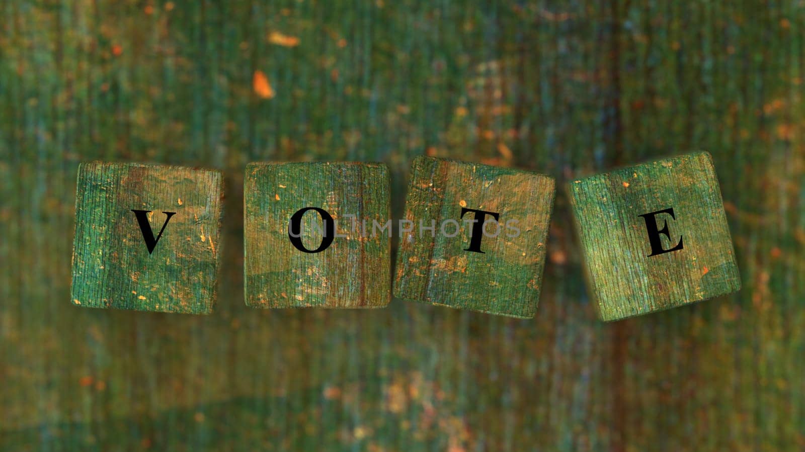 The 3d rendering of Cubes and dice with vote wording