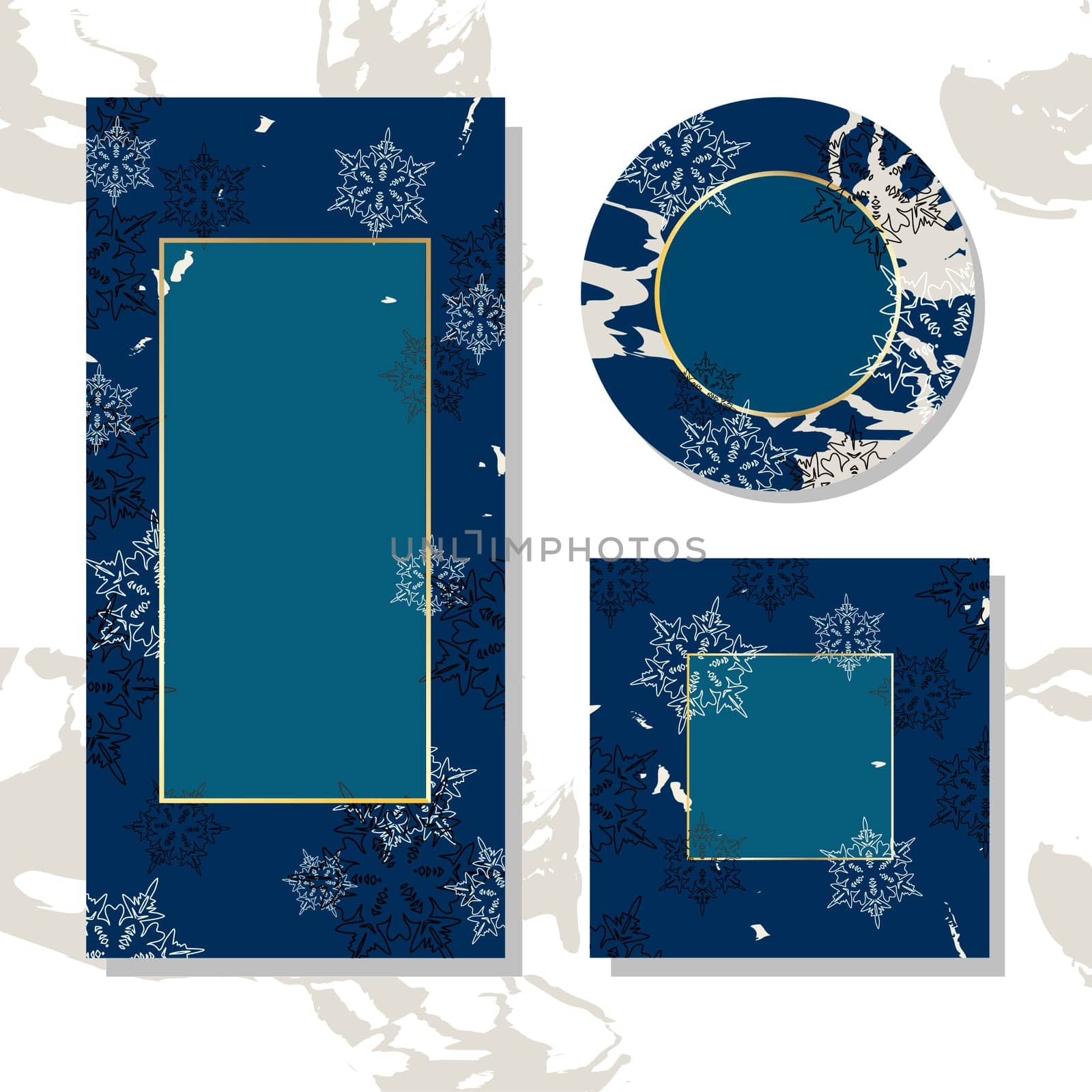 Set of winter templates for discounts and sales. Snowflakes. Frosty freshness. Stickers for doors and windows.