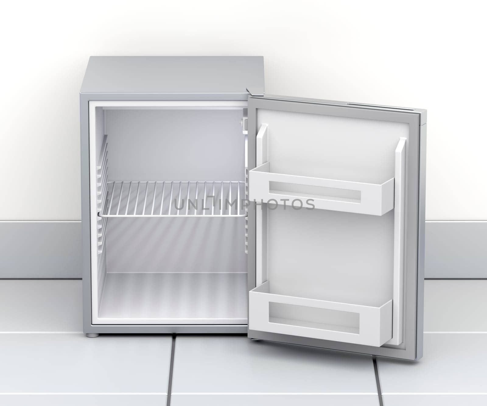 Empty small refrigerator in the kitchen