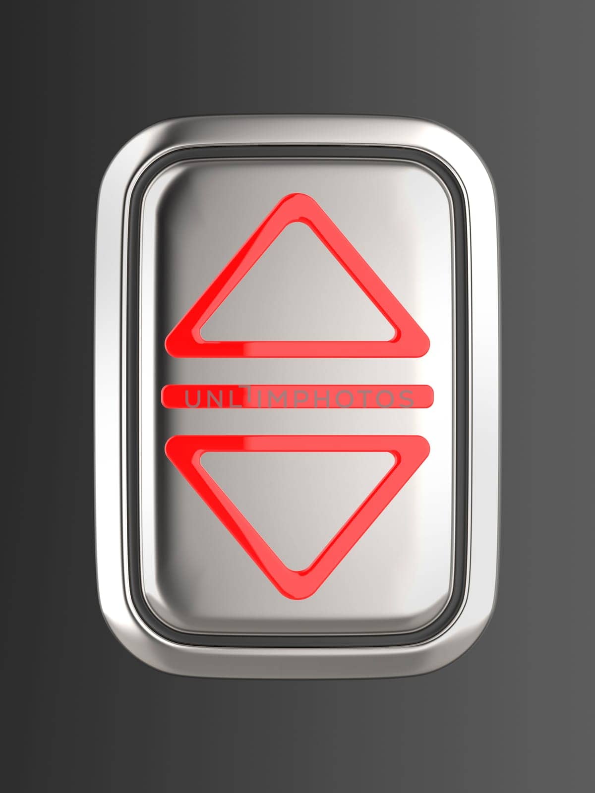 Silver elevator call button for up and down