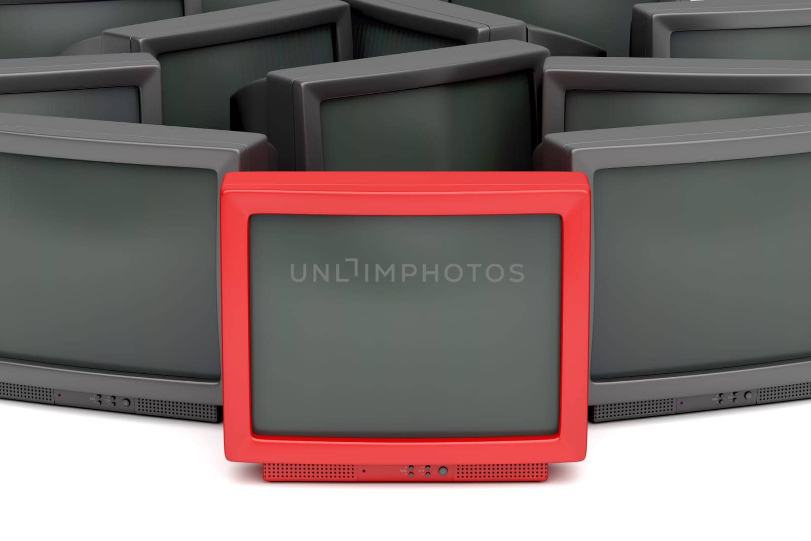 Concept image with unique red retro tv