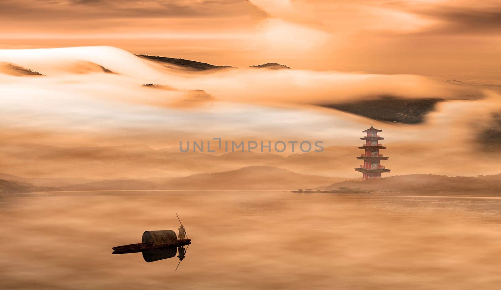 The 3d rendering of fisher with nice background color