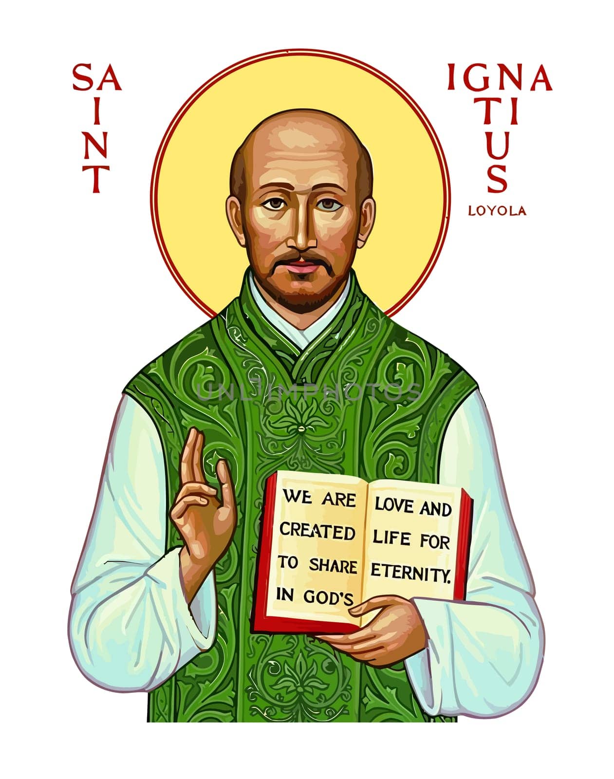 saint iginatius loyola holy faith religion illustration