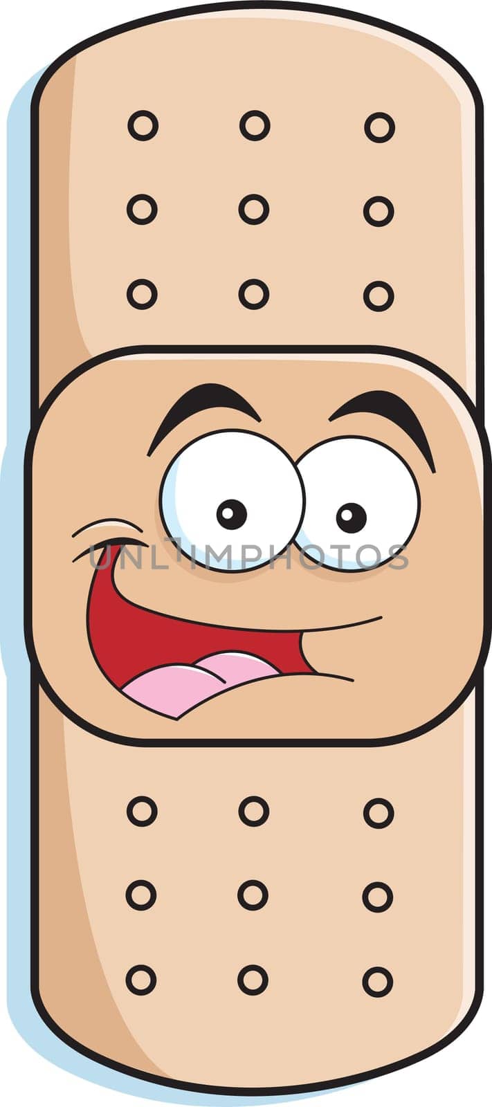 Cartoon illustration of a smiling bandage.