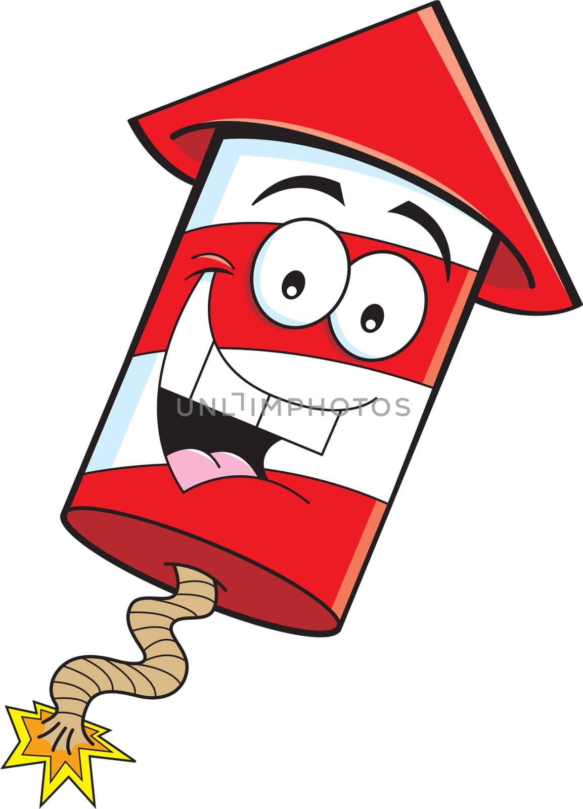 Cartoon illustration of a smiling firecracker.