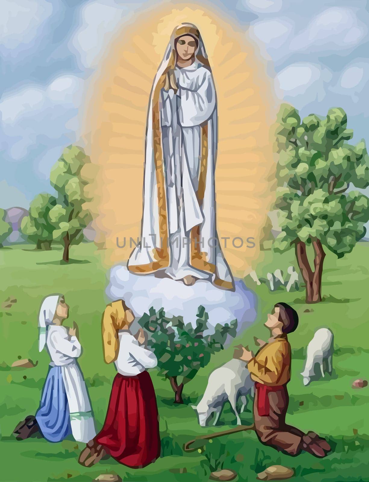 lady holy fatima miracle illustration