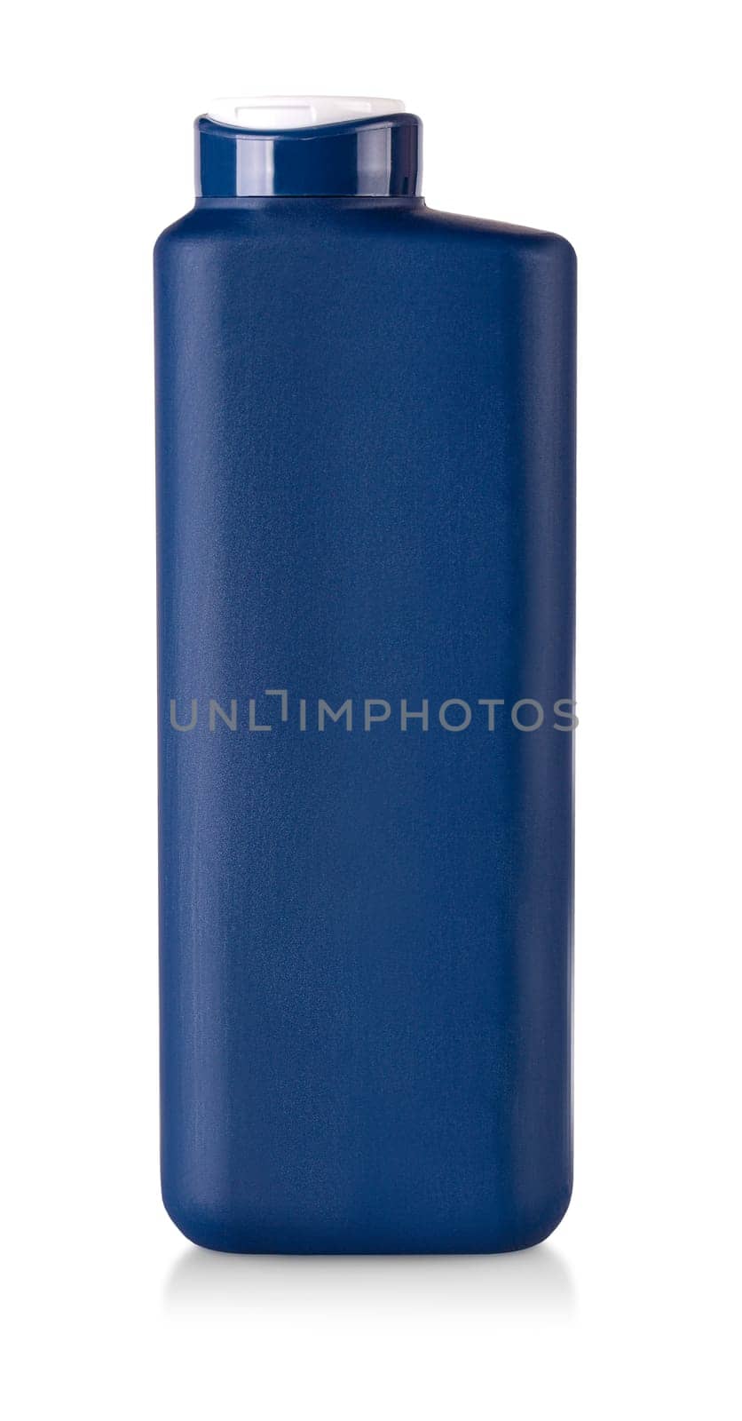 The blue plastic shampoo bottle isolated on a white background