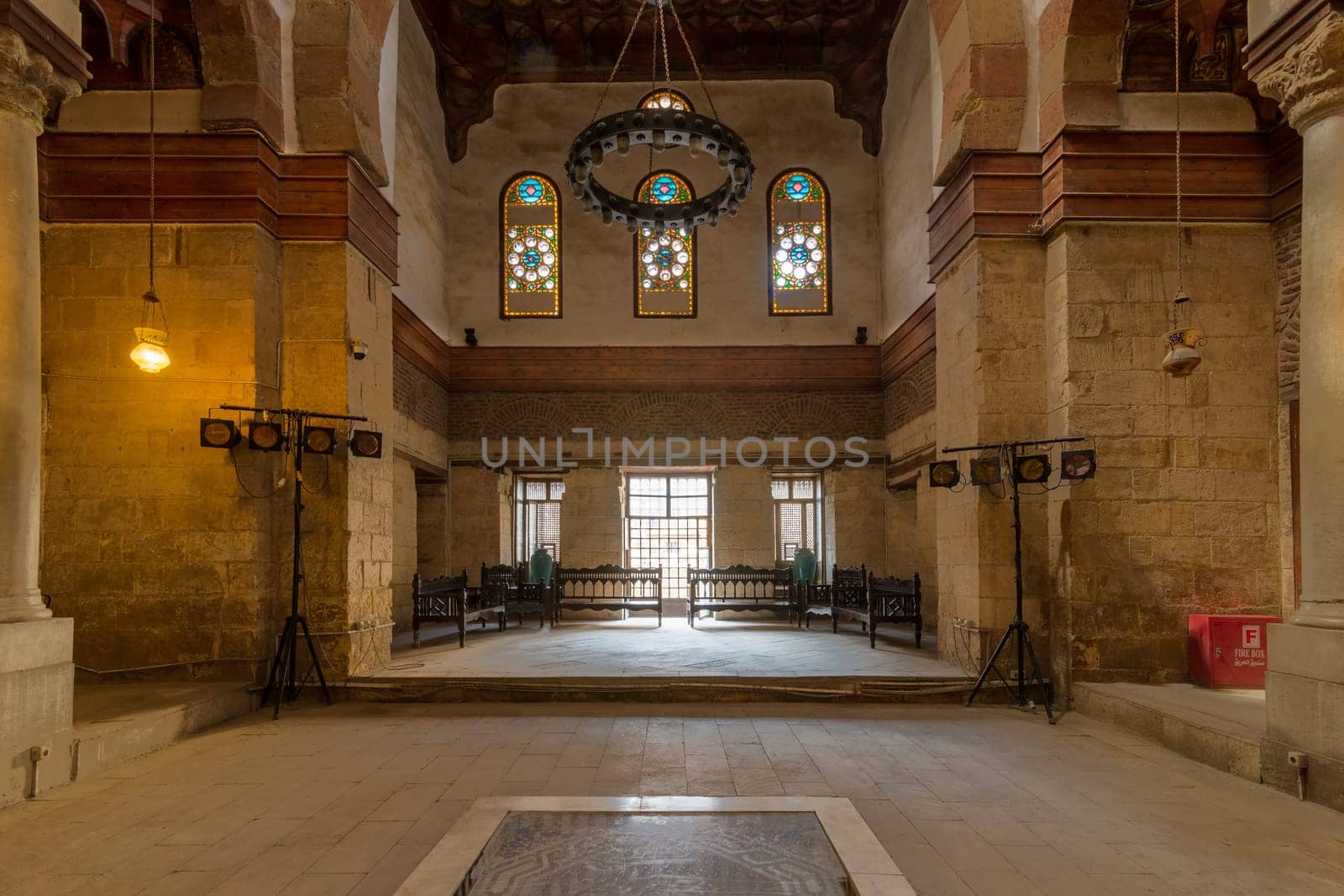 Main hall of Beshtak Palace, Qasr Bashtak, a Mamluk era ancient historic palace, located in an area called Bayn al-Qasrayn - between the two palaces - in Muizz Street, Gamalia District, Cairo, Egypt