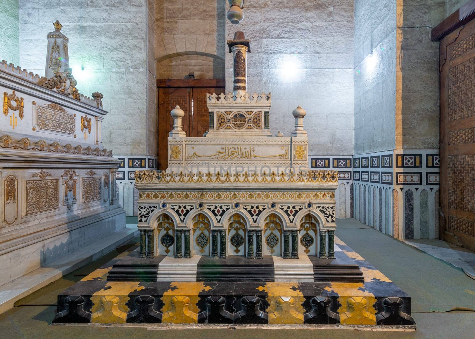 Mausoleum of Khedive Ismail, with Mother Lady Khushiar Hanim mausoleum beside, located at Al Rifaii Mosque, aka Royal Mosque, Cairo, Egypt