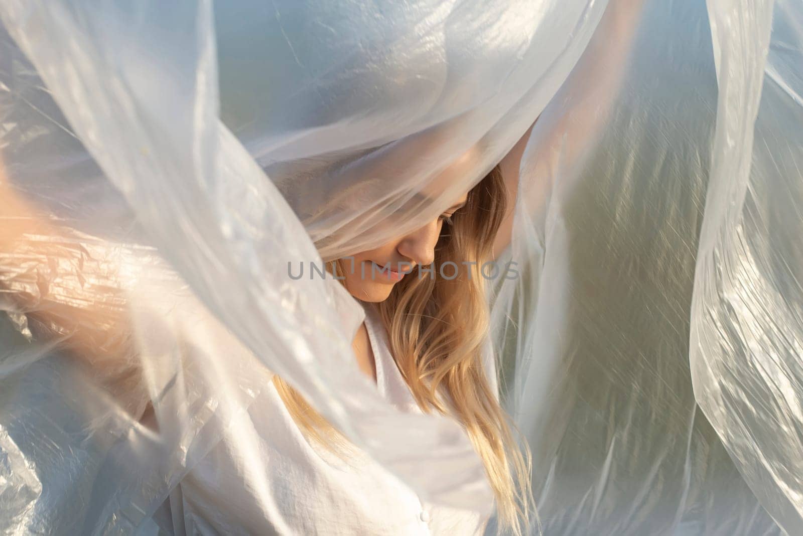 pretty young woman with foil