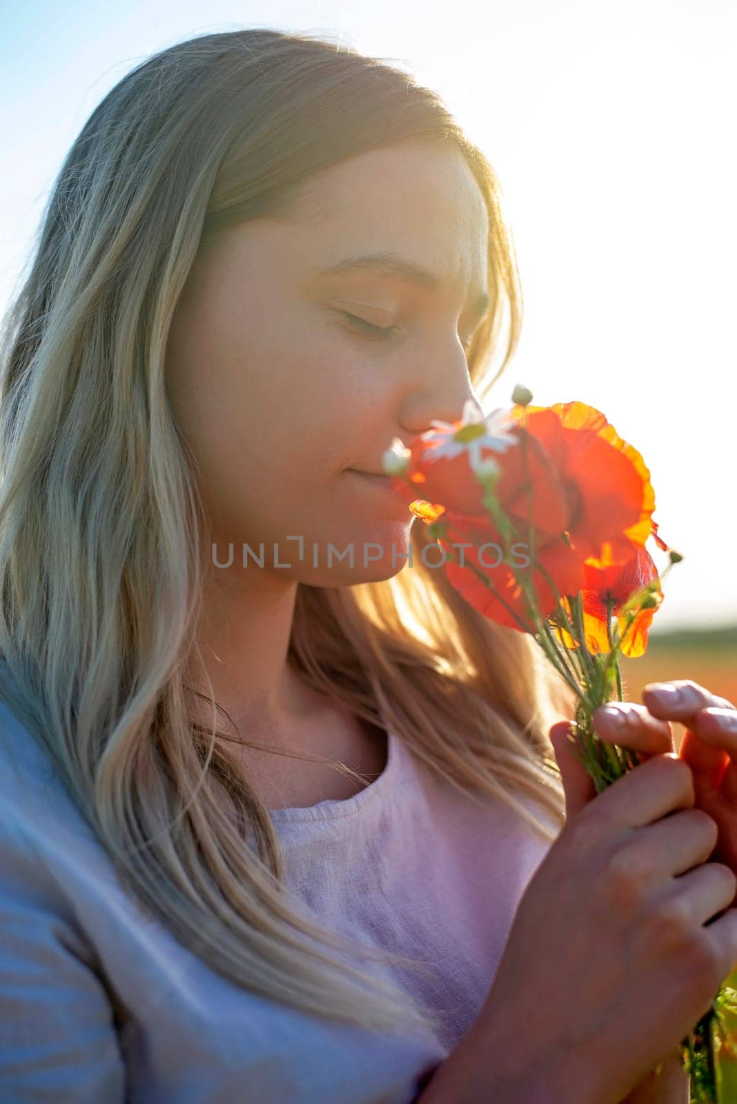 sensual young woman with flowers