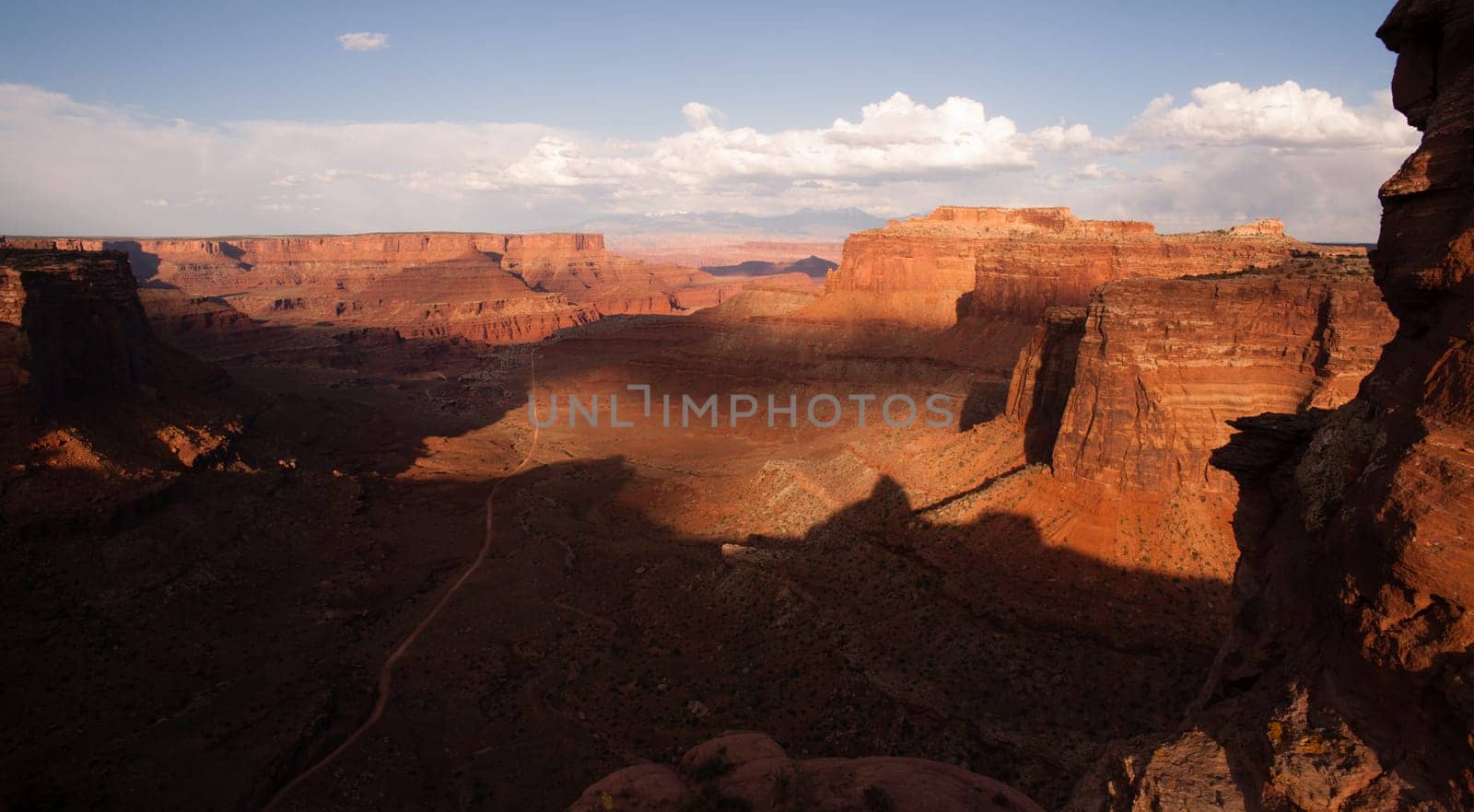 The sunset comes early deep in the canyon in Canyonlands National Park