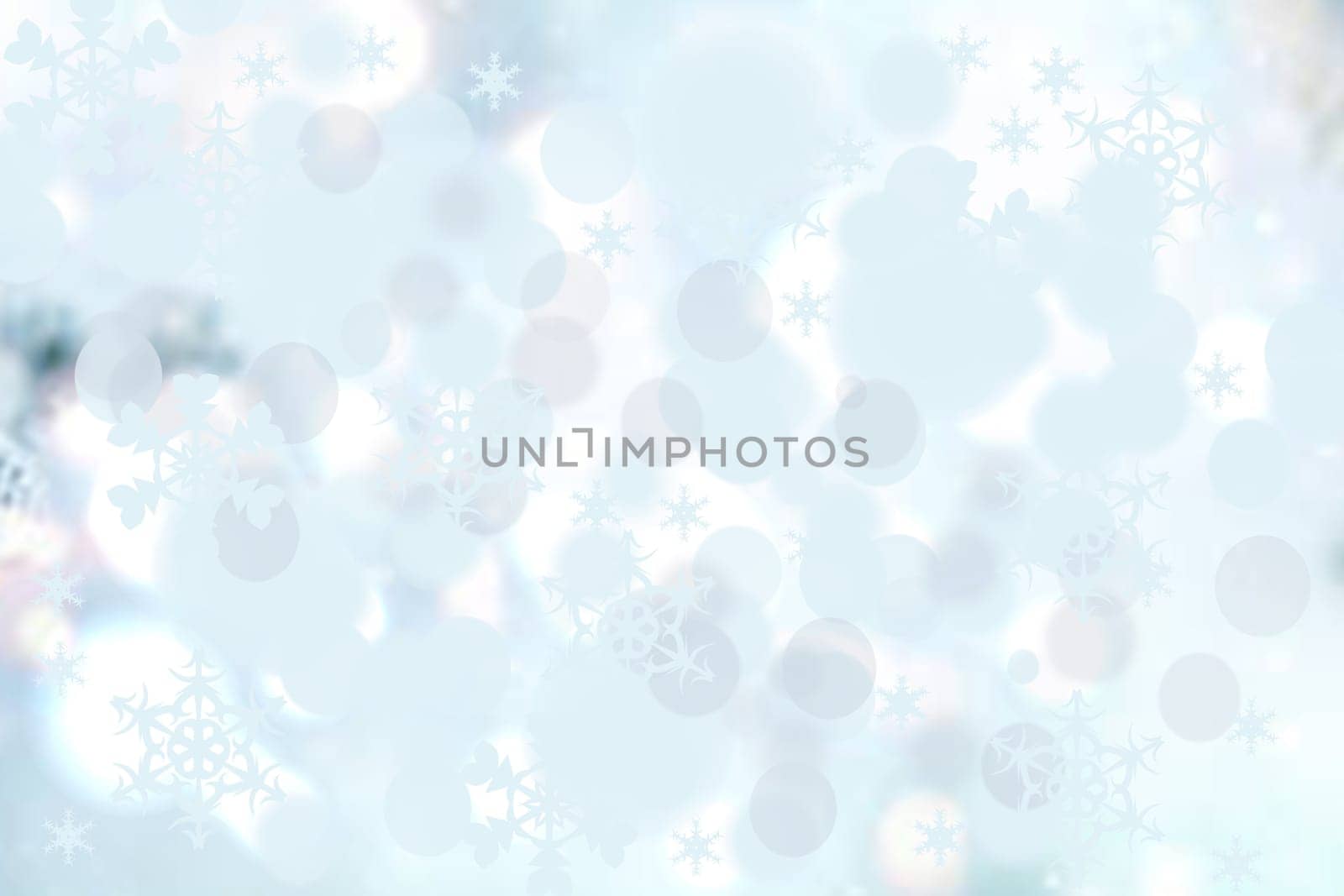 Abstract blurred festive winter christmas or Happy New Year background with shiny blue and white bokeh lighted stars. Space for your design. Card concept.