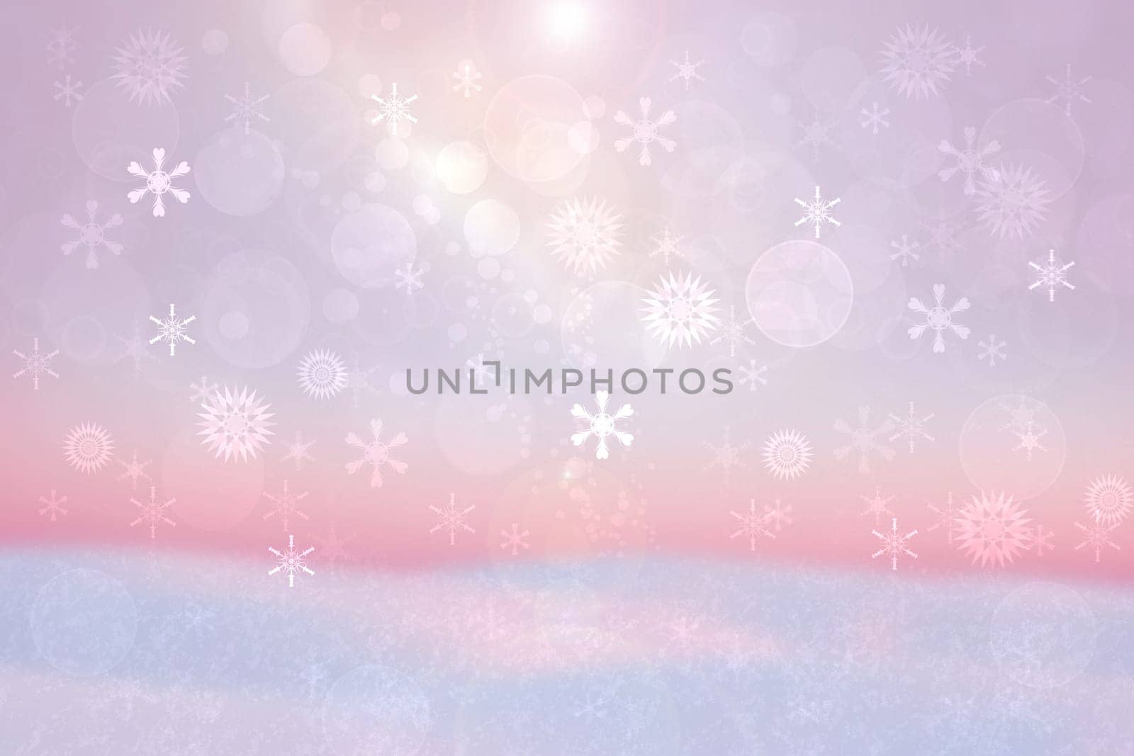 Abstract blurred festive delicate winter christmas or Happy New Year background texture with shiny light blue pink and bright bokeh lighted stars. Card concept.