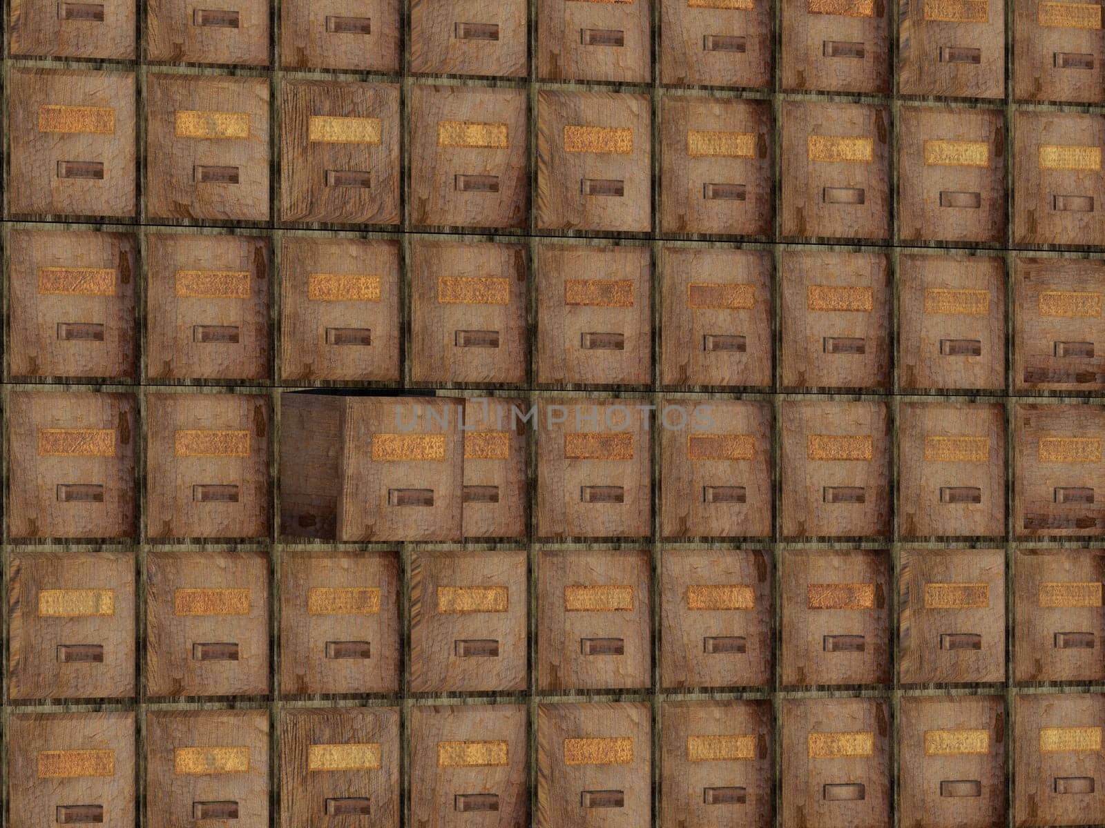 The 3d rendering of antique chest used to store chinese medicinal herbs