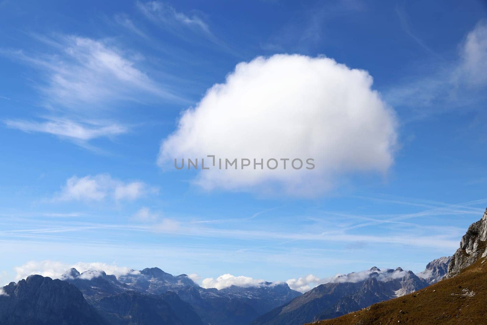 A big fluffy cloud over the Julian Alps